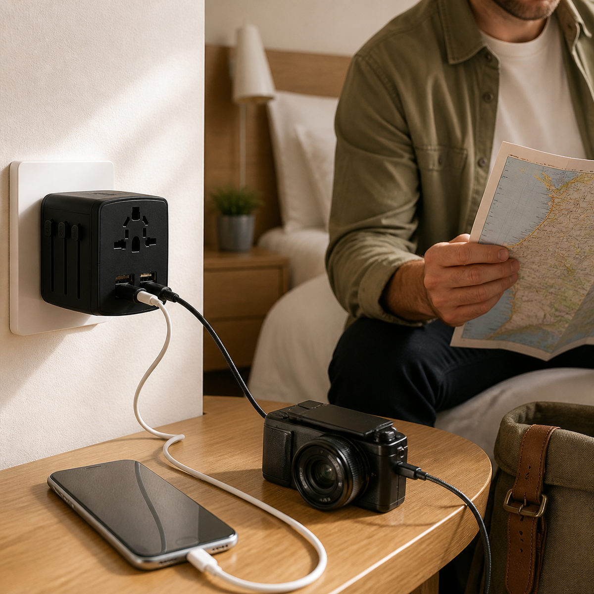 Universele reisstekker met dubbele USB-poort